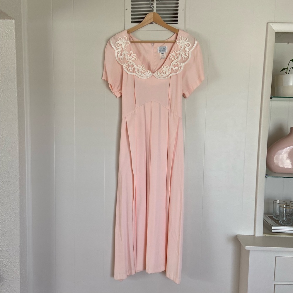 Embroidered Collar Midi Dress